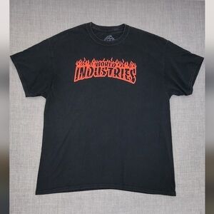World Industries Skateboard Black Spell Out Tee. 100% Cotton XL